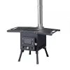 Outdoor Wood Burning Stove Portable Tent Stove with Chimney Pipe for Tent Cooking Camping