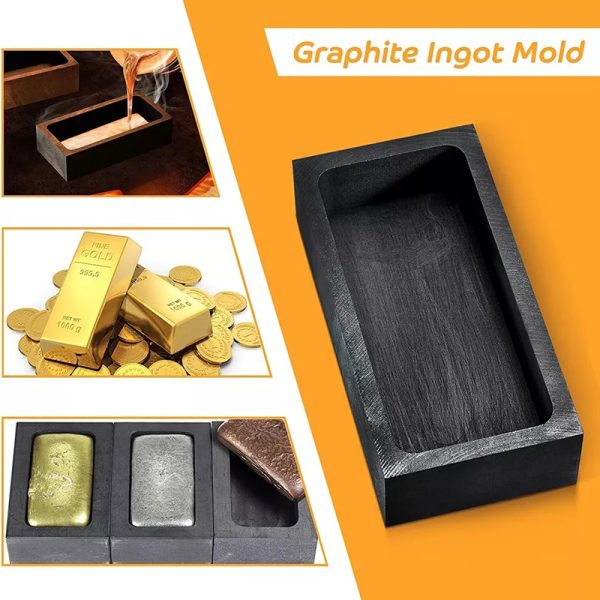 0.5kg-5kg Pure Graphite Ingot Mold With Handle Casting Crucible Melting Metal Gold Silver