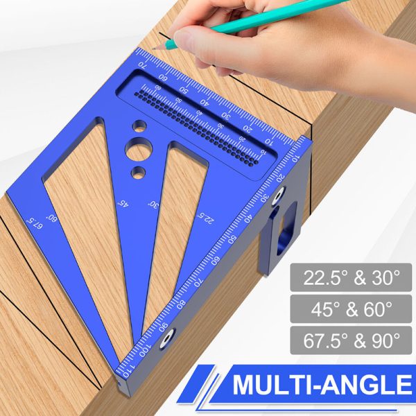 3D Multi Angle Measuring Ruler 22.5-90 Degree Metric Triangle Scribing Tool Woodworking Square Ruler