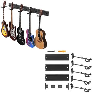 5 Guitar Wall Mount Hangers Guitar Wall Rack Holder for Electric Acoustic Bass Instruments Display Set