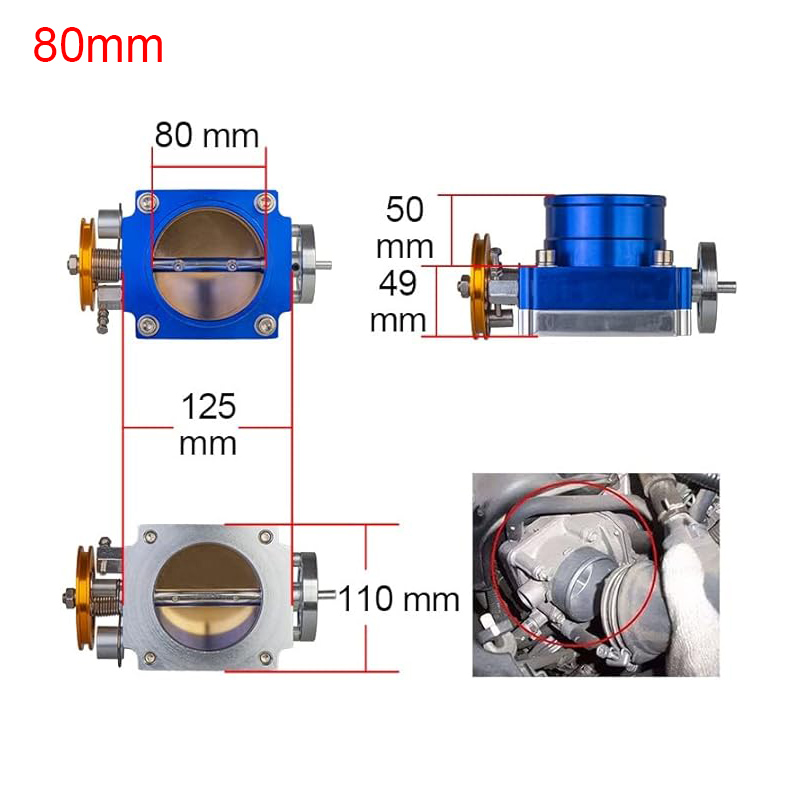 65mm 80mm Universal Throttle Body Intake Modified Car Engine Throttle Valves Replacement Parts