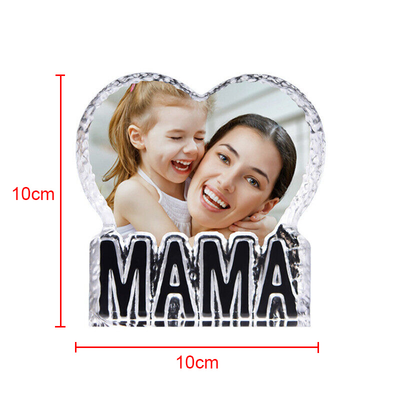 Custom Crystal Photo Frame 3D Photo Crystal Heart Laser Etched Colorful Print Personalized Mother Father's Day Gifts