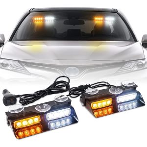 2-in-1 Emergency Dash Strobe Lights Interior Windshield Lights with Suction Cups
