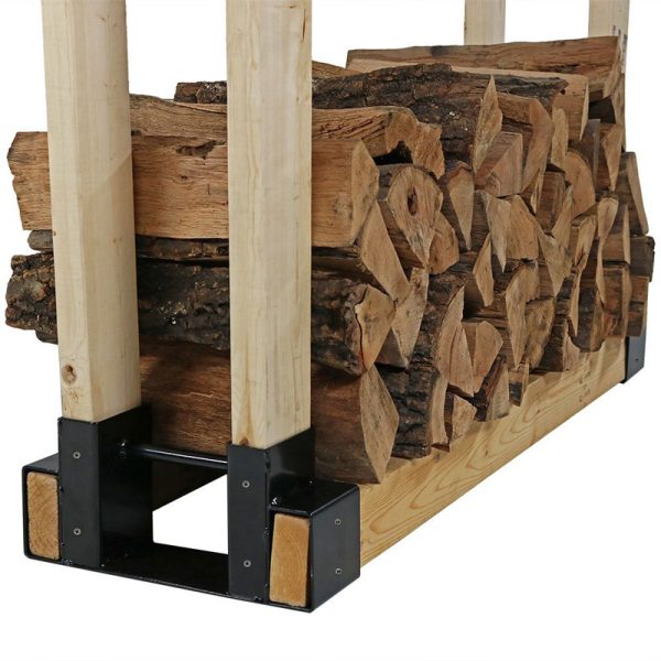 Heavy Duty Outdoor Firewood Storage Rack Bracket Kit Fireplace Wood Storage Holder