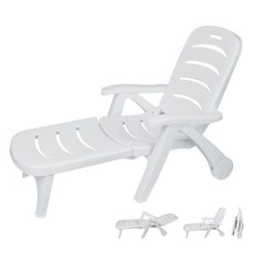 Outdoor Patio Deck Sun Lounger Folding Chaise Lounge Chair with Armrests