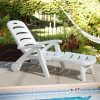 Outdoor Patio Deck Sun Lounger Folding Chaise Lounge Chair with Armrests