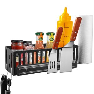 Barbecue Rack Kitchen Seasoning Storage Holder Griddle Side Caddy with Magnet