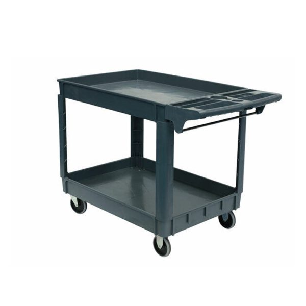 Heavy Duty 2 Level Workshop Trolley Large Garage Utility Service Cart Max Load 250kg Warehouse Rolling Tub Cart