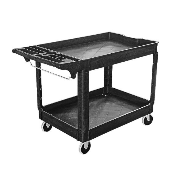 Heavy Duty 2 Level Workshop Trolley Large Garage Utility Service Cart Max Load 250kg Warehouse Rolling Tub Cart