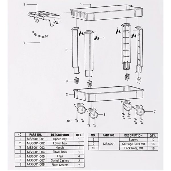 Heavy Duty 2 Level Workshop Trolley Large Garage Utility Service Cart Max Load 250kg Warehouse Rolling Tub Cart