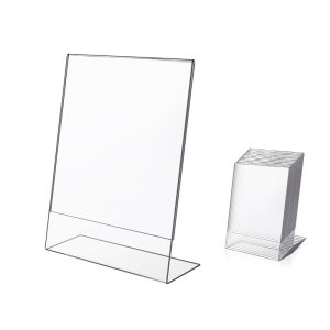 Single-Sided Clear Acrylic Menu Holder L-Shape Inclined Table Display Sign