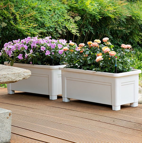 Multifunctional Outdoor Planter Box Lawn Raised Garden Bed with Self-priming Water System for Flowers Vegetables