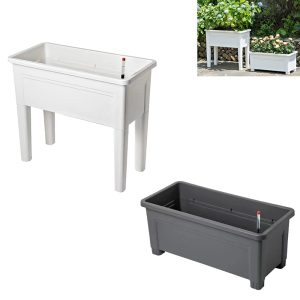 Multifunctional Outdoor Planter Box Lawn Raised Garden Bed with Self-priming Water System for Flowers Vegetables