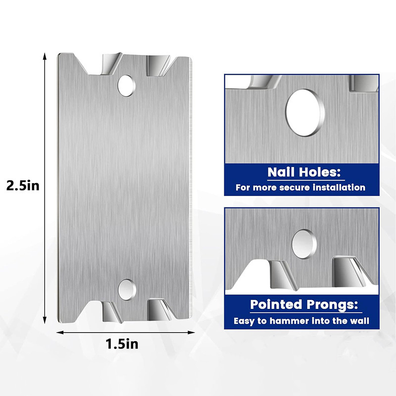 Safety Nail Plate for Wood Studs Cable Protector Plate with Pointed Prongs for Protecting Plumbing Wiring