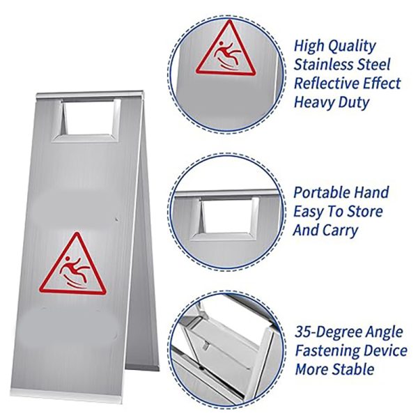 Warning Floor Stand Sign Stainless Steel Wet Floor Caution Sign No Entry Safety Warning Signs Custom Text