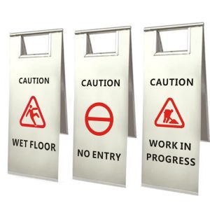 Warning Floor Stand Sign Stainless Steel Wet Floor Caution Sign No Entry Safety Warning Signs Custom Text