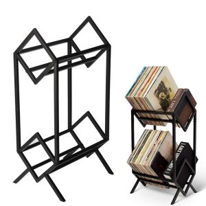 2 Tier Vinyl Record Stand CD Record Storage Rack 160 Albums Organiser Holder Bookshelf