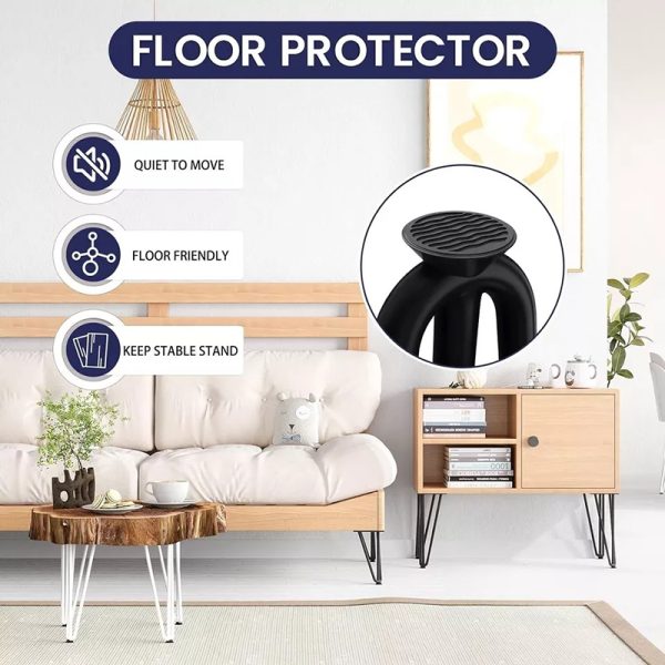 4pcs 10cm-101cm Hairpin Legs 3 Steel Rods Industrial Table Legs with Rubber Floor Protectors for Nightstand Coffee Table