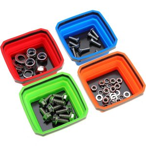 4pcs Magnetic Tool Tray Foldable Screw Tray Silicone Tool Storage Bowl For Bolt Tray Screw Tool