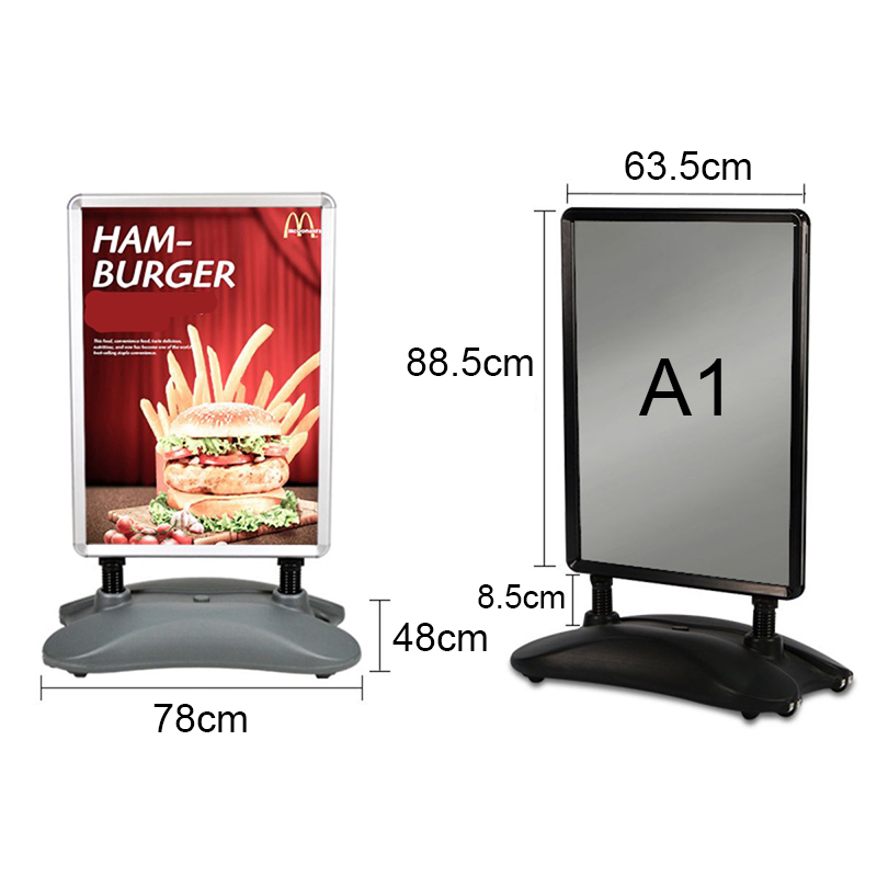 A1 Poster Snap Stand Outdoor Double Sided Snap Frame Advertising Poster Holder Stand Display Board