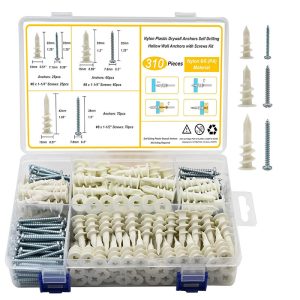 310pcs Gypsum Board Expansion Screw Kit Nylon Spiral Expansion with Self-tapping Screws Box