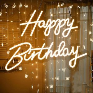 Happy Birthday Neon Light Wall LED Neon Sign Birthday Party Hanging Wall Art Decor