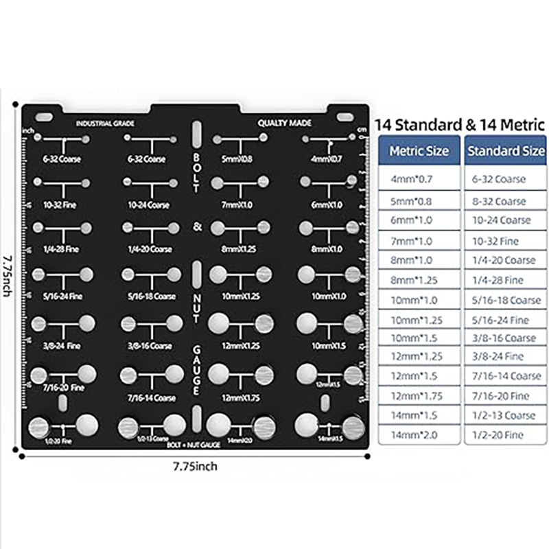 Nut Thread Checker Bolt Identifier Gauge Screw Size Thread Gauge