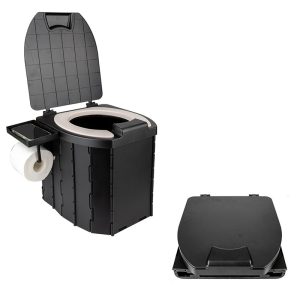 Outdoor Portable Camping Toilet with Detachable Phone Holder Foldable Car Travel Toilet