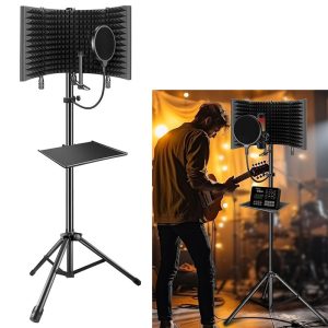 Studio Recording Mic Isolation Shield with Triple Sound Pop Filter Insulation for Recording Studio