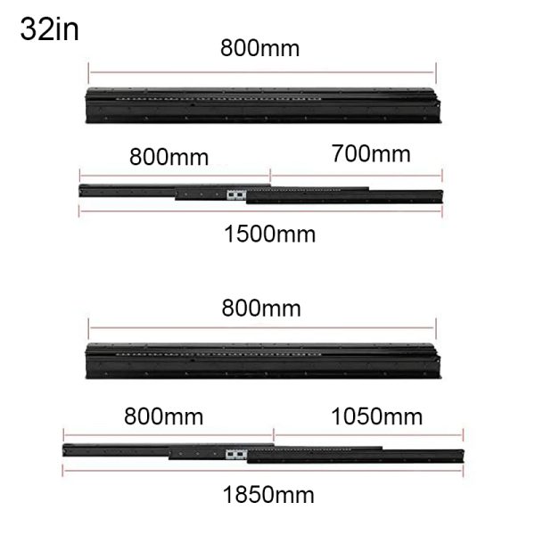 400-1000mm Heavy Duty Drawer Slides Staircase Kitchen Cabinet Drawer Runners Bottom Slides For Bed Slide