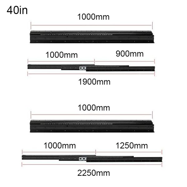 400-1000mm Heavy Duty Drawer Slides Staircase Kitchen Cabinet Drawer Runners Bottom Slides For Bed Slide