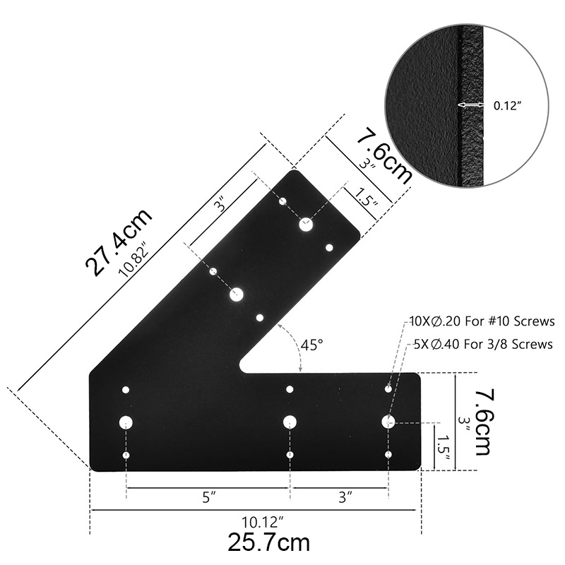 2pcs 45 Degree Pergola Bracket Angled Flat Bracket for 4x4 Post or Beam for Roof Pitch Truss and Framing