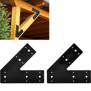 2pcs 45 Degree Pergola Bracket Angled Flat Bracket for 4x4 Post or Beam for Roof Pitch Truss and Framing