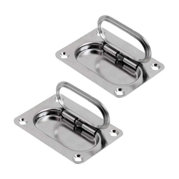 2pcs Boat Hatch Handle Stainless Steel Marine Handles Boat Flush Hatch Locker Recessed Lift Pull Handle