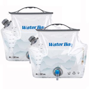 2pcs Camping Water Bag with Tap Foldable Camping Water Container Portable Outdoor Water Carrier for Sport Hiking Picnic BBQ