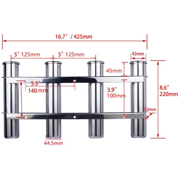 3 Tube Rod Holder Marine Boat 4 Tube Fishing Rod Holder Stainless Steel Storage Holder Rack