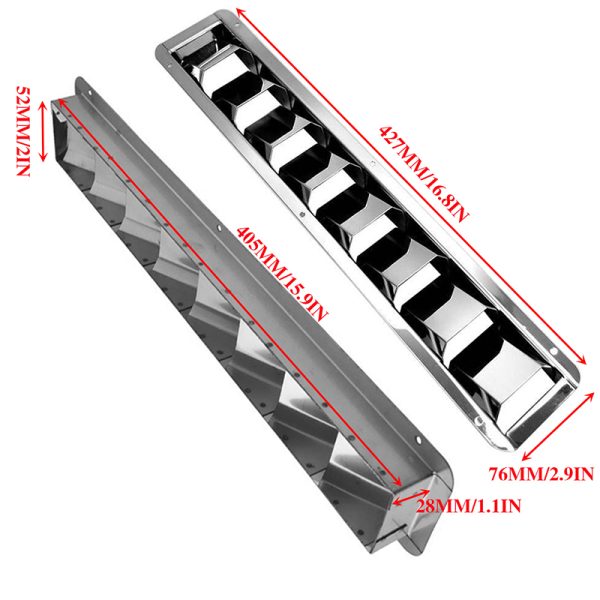 427x76mm Boat Louver Vent 8 Slots Ventilation Stainless Steel Marine Vent Grille