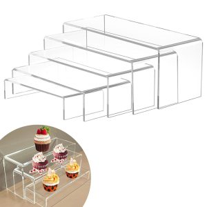 Acrylic Display Risers 5 Sizes Rectangle Holders Stand for Cosmetics Cupcakes Jewellery Show