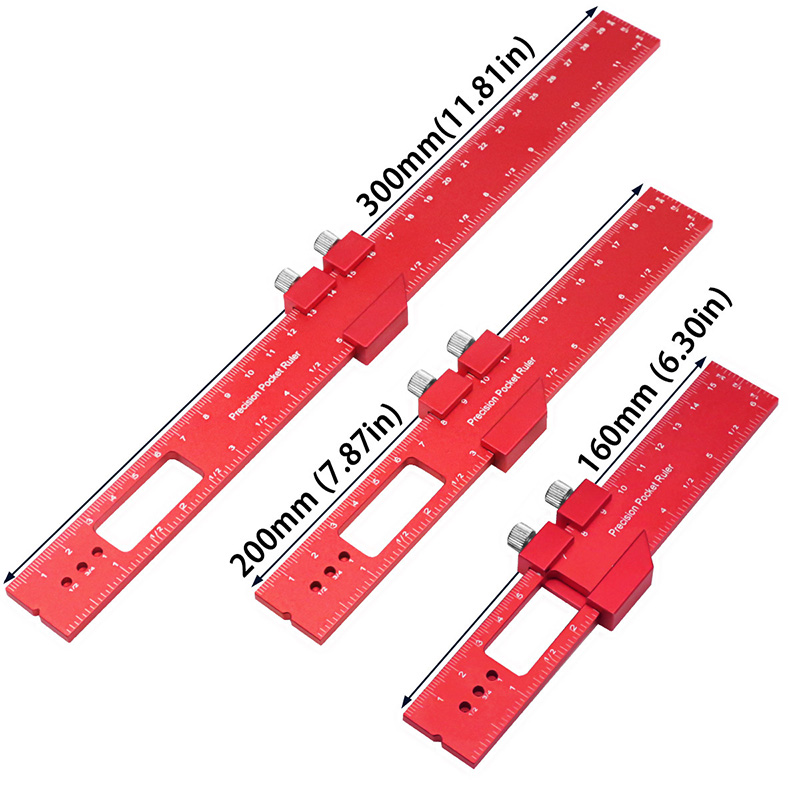 Aluminium Alloy Woodworking Positioning Ruler Set 16/20/30cm Straight Edge Ruler for Drafting Measuring