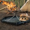 Fire Pit Mat Fireproof Ember Mat for Grill Pad BBQ Pad Blanket for Hiking Hexagonal Foldable Firewood Bag