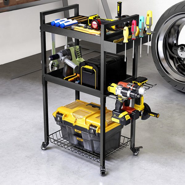 Floor-standing Power Tool Organizer Cart Iron Movable Hand Electric Drill Screwdriver Storage Holder