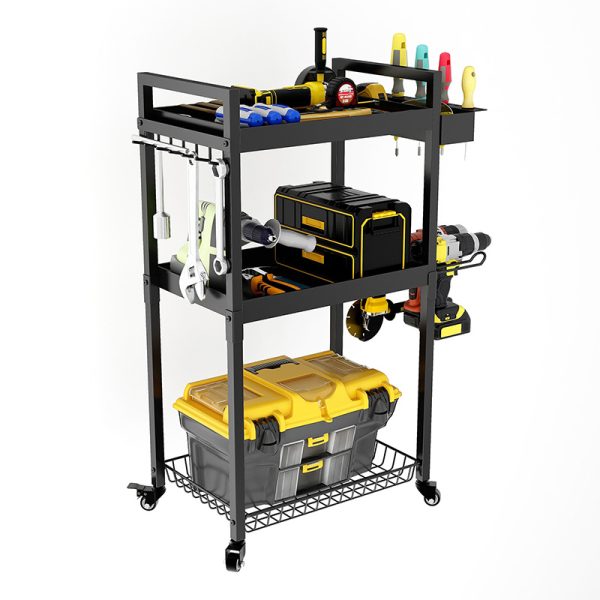 Floor-standing Power Tool Organizer Cart Iron Movable Hand Electric Drill Screwdriver Storage Holder