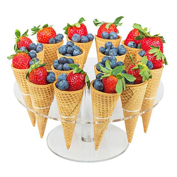 2pcs Ice Cream Cone Holder 16 Holes Acrylic Ice Cream Display Stand