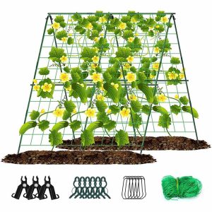 Large Foldable Plant Climbing Trellis Frame with Net Garden Vegetables Flowers Support Metal Trellis