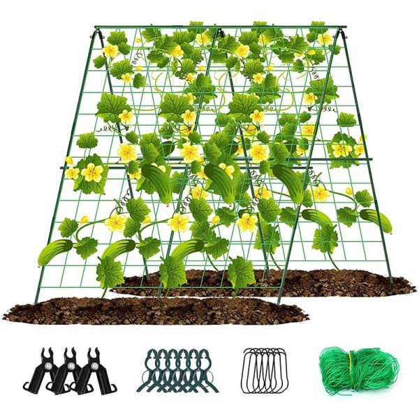 Large Foldable Plant Climbing Trellis Frame with Net Garden Vegetables Flowers Support Metal Trellis