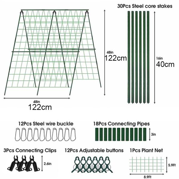 Large Foldable Plant Climbing Trellis Frame with Net Garden Vegetables Flowers Support Metal Trellis