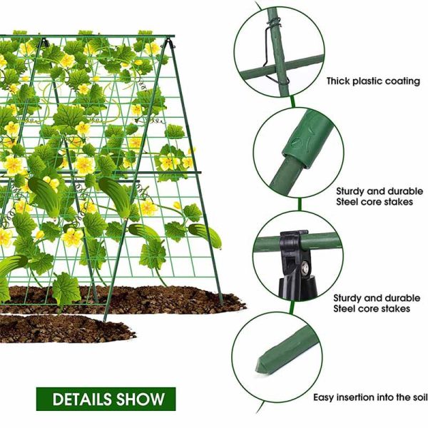 Large Foldable Plant Climbing Trellis Frame with Net Garden Vegetables Flowers Support Metal Trellis