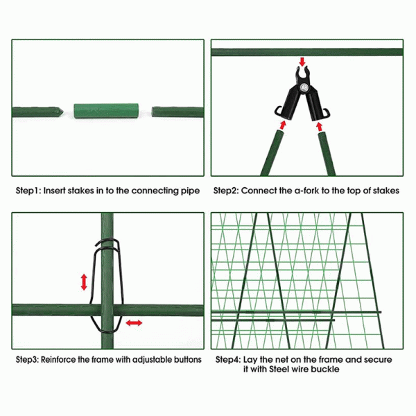 Large Foldable Plant Climbing Trellis Frame with Net Garden Vegetables Flowers Support Metal Trellis