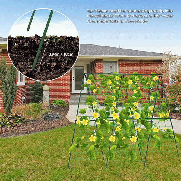 Large Foldable Plant Climbing Trellis Frame with Net Garden Vegetables Flowers Support Metal Trellis