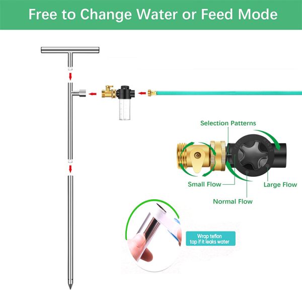 Long Reach Root Watering Tool Deep Root Feeder with Fertilizer Dispenser Irrigation System for Trees and Plants